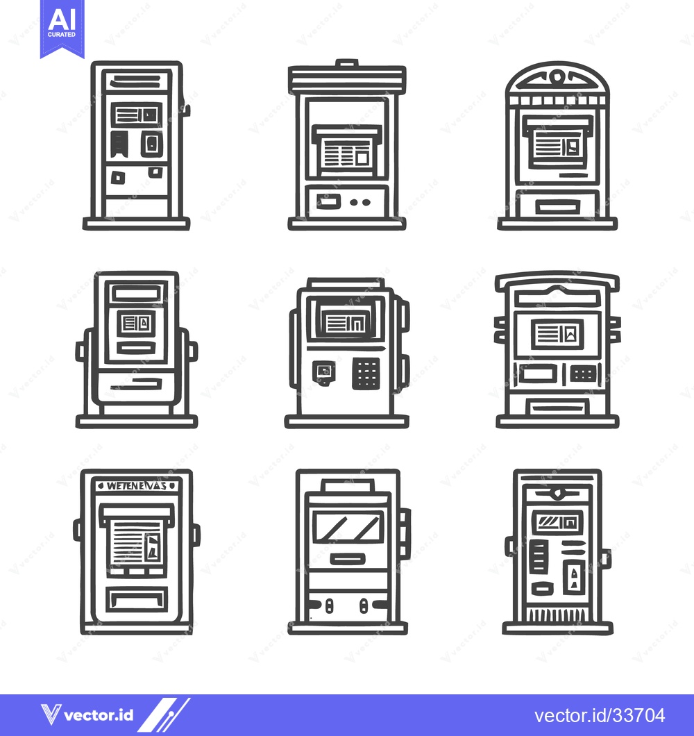 Premium Vector of Collection of stylized vending machines in black and white.