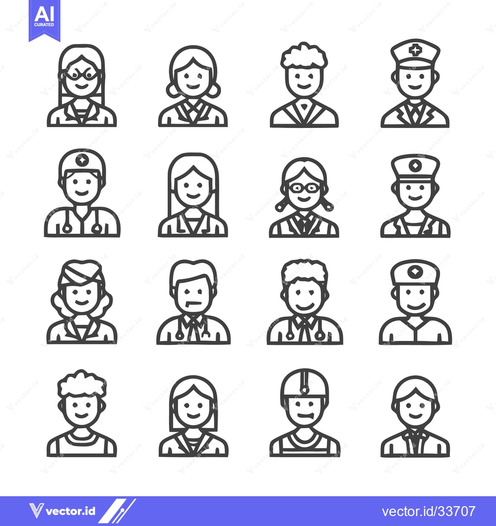 Premium Vector of Diverse professional portraits - A collection of various occupations.