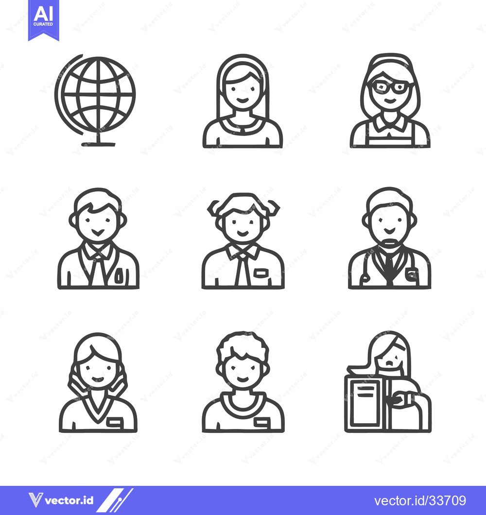 Premium Vector dari Diverse Icons Representing Professions and Global Concepts.