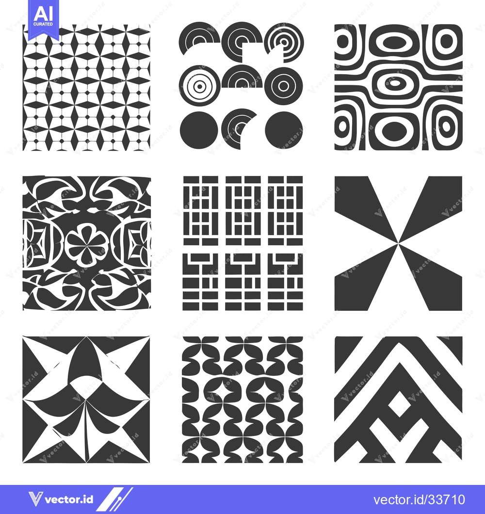 Premium Vector dari Collection of Nine Abstract Black and White Geometric Patterns