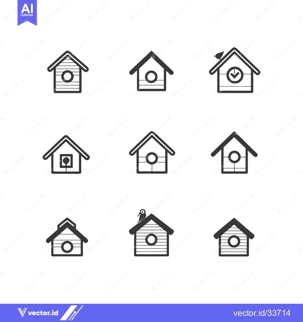 Premium Vector dari Collection of Nine Birdhouse Icons with Different Styles and Features