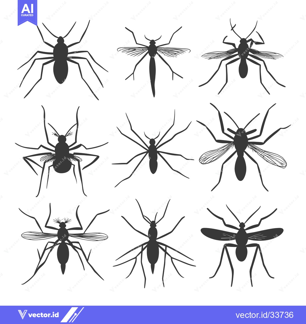 Premium Vector of Collection of Nine Black Mosquito Silhouettes