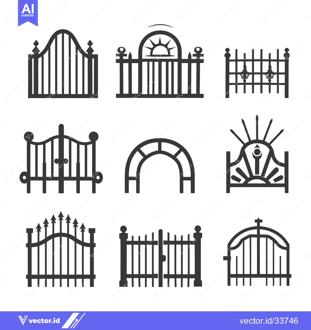 Premium Vector dari Collection of Nine Different Gate Designs