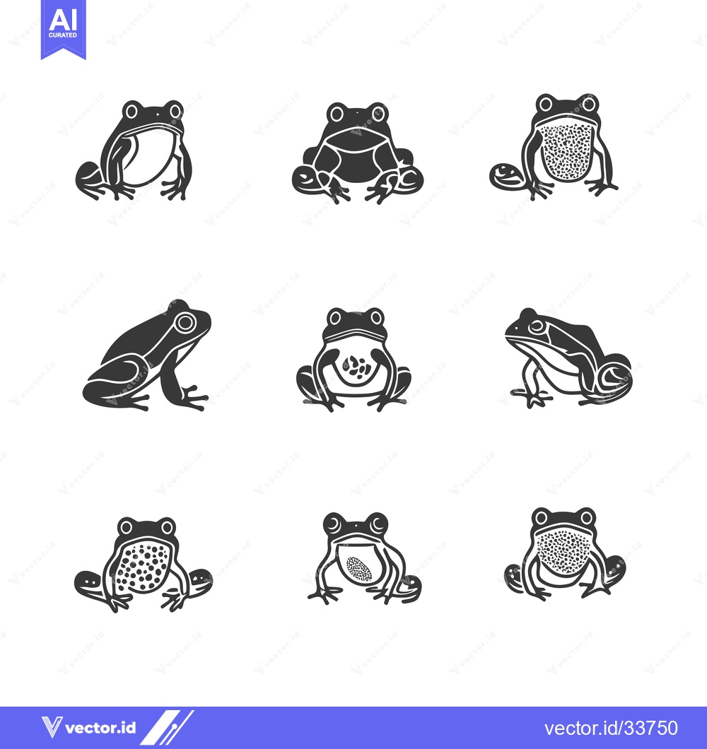 Premium Vector dari Collection of Nine Different Silhouettes of Frogs