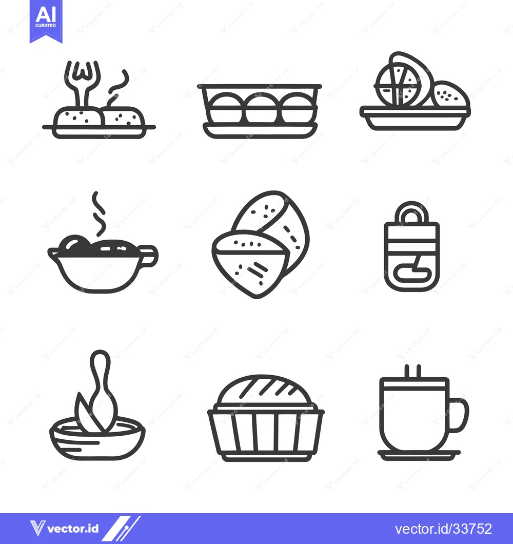 Premium Vector dari Collection of Nine Food and Drink Icons