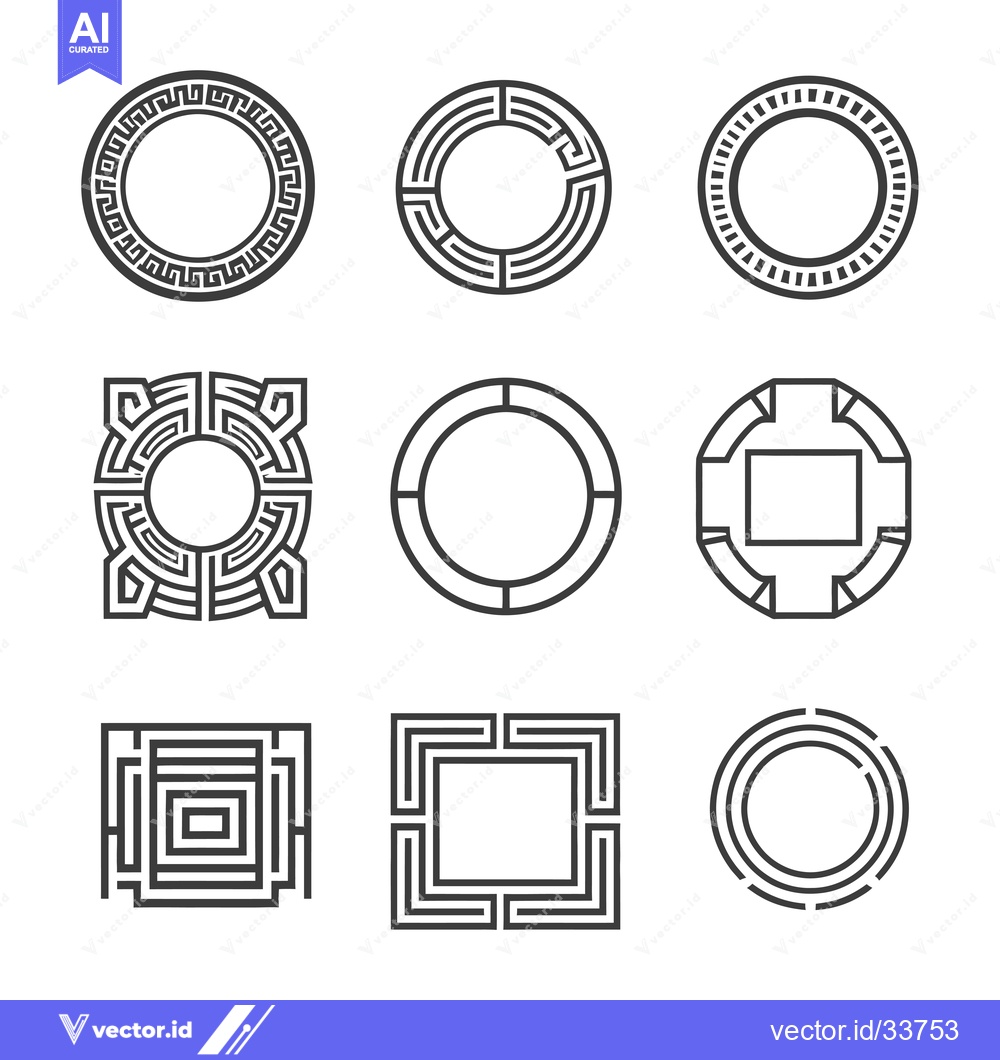 Premium Vector of Collection of Nine Geometric Frames with Greek Key Pattern