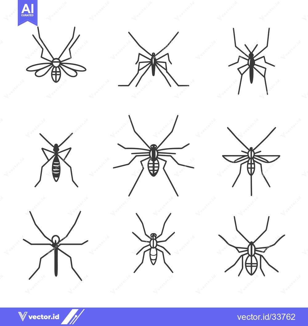 Premium Vector of Collection of Nine Line Drawings of Mosquitoes