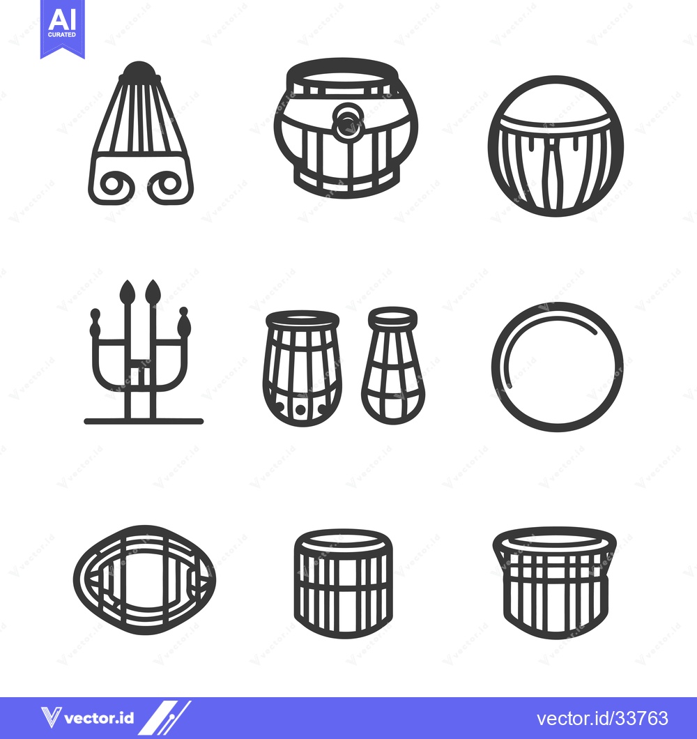 Premium Vector dari Collection of Nine Line Drawings of Various Barrels and Containers