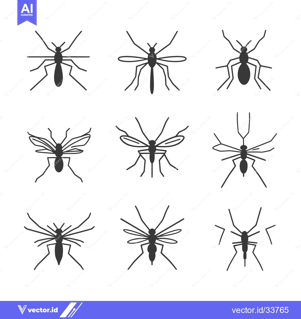Premium Vector dari Collection of Nine Mosquito Silhouettes in Different Poses