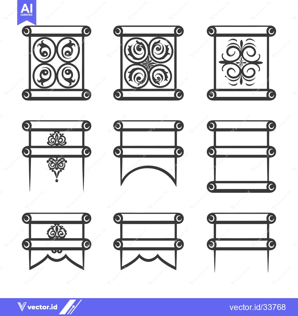 Premium Vector of Collection of Nine Ornamental Scroll Designs