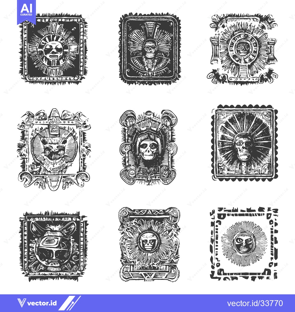 Premium Vector dari Collection of Nine Ornate Frames Featuring Skull Motifs