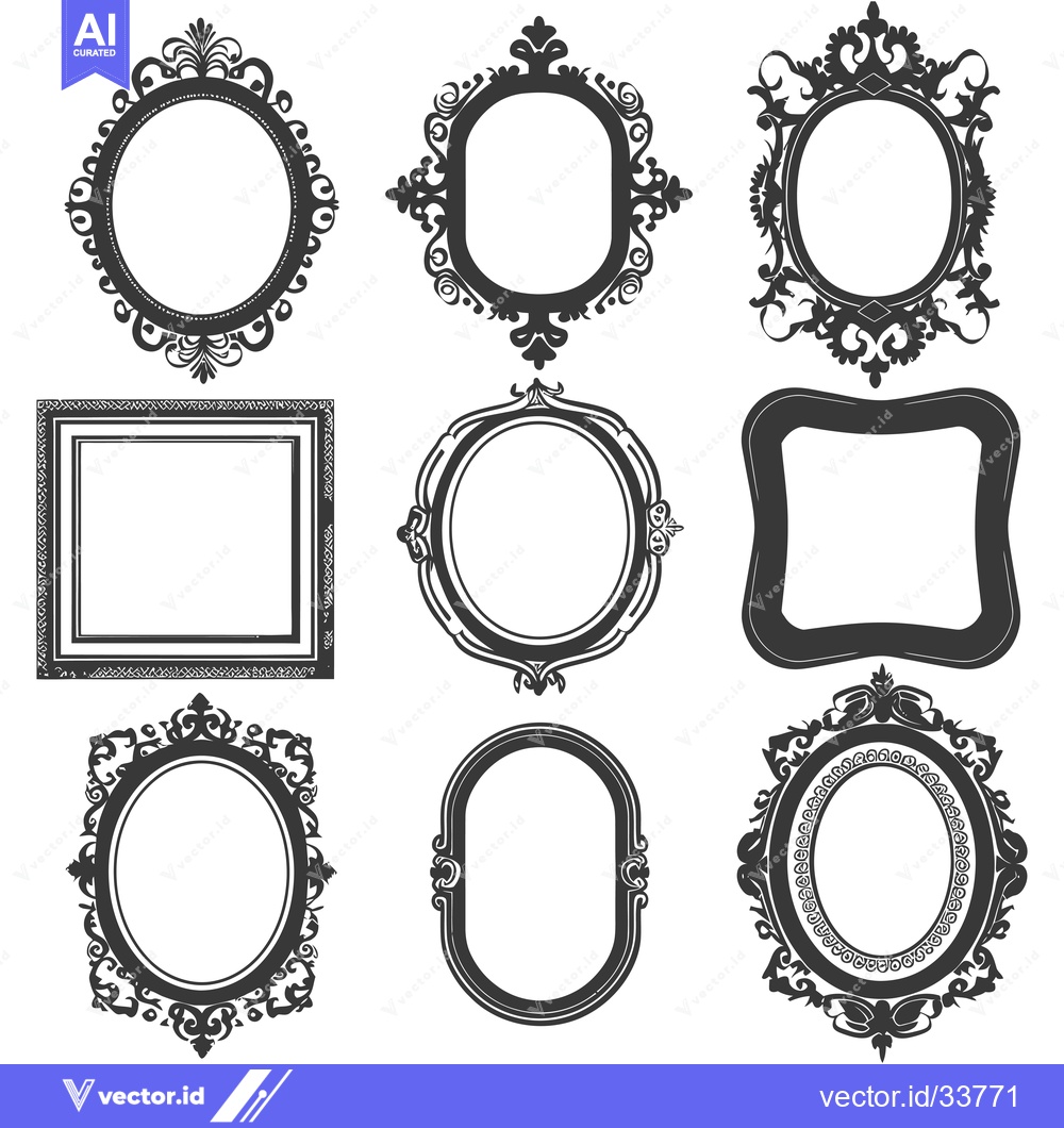 Premium Vector of Collection of Nine Ornate Frames with Intricate Details