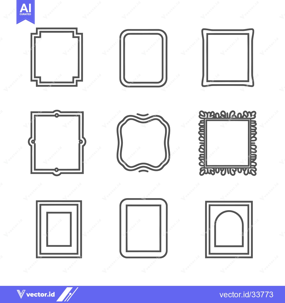 Premium Vector dari Collection of Nine Outline Square Frames with Different Styles