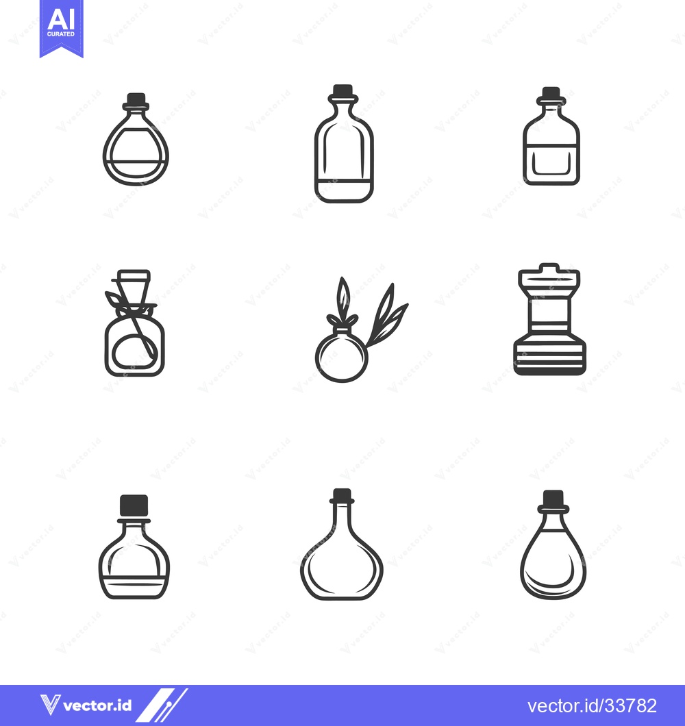 Premium Vector dari Collection of Nine Simple Black and White Bottle Icons