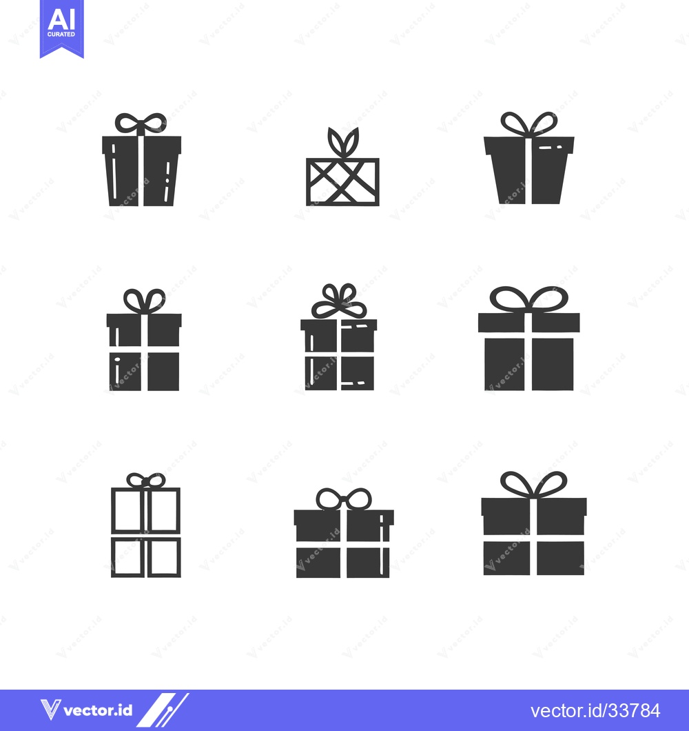 Premium Vector dari Collection of Nine Simple Gift Box Icons with Bow Decorations