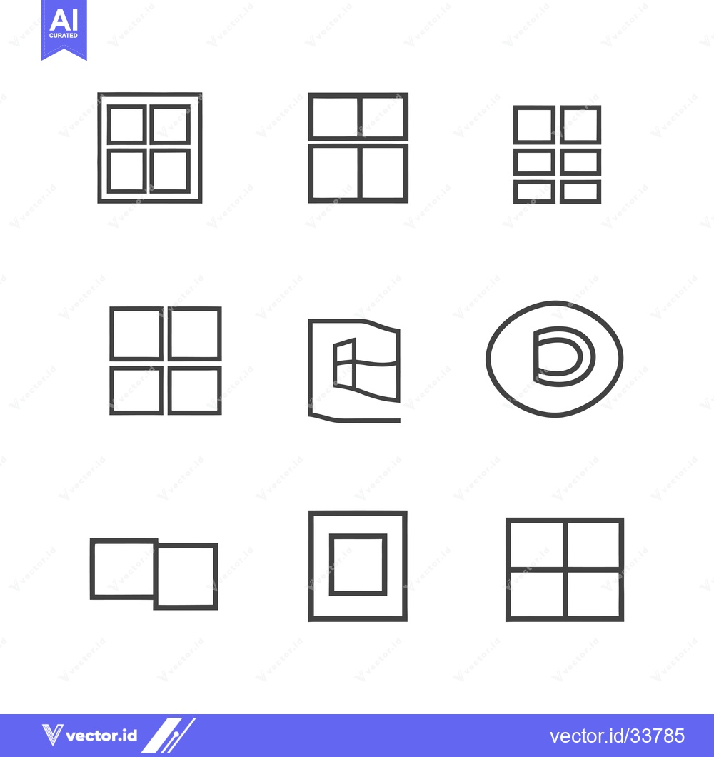Premium Vector dari Collection of Nine Simple Grid-Based Line Icons