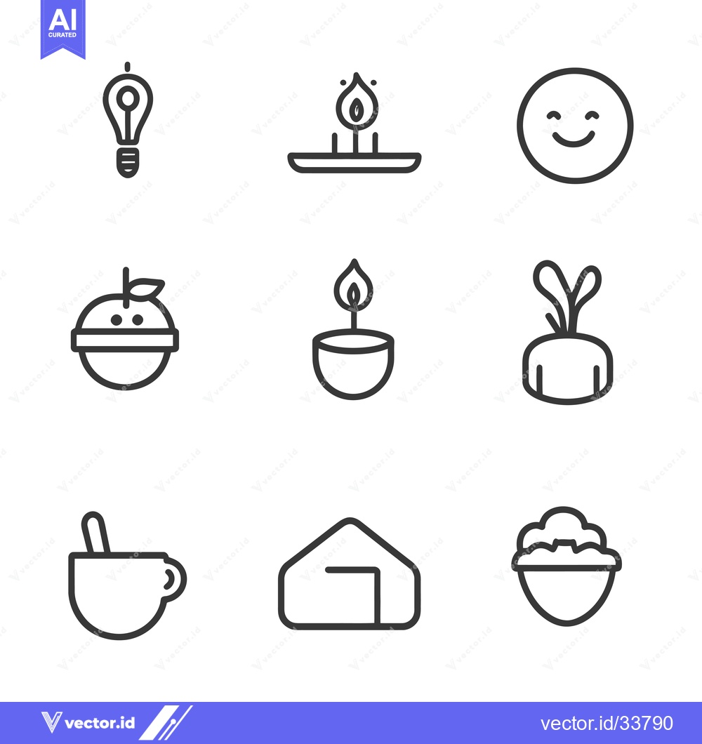 Premium Vector dari Collection of Nine Simple Line Icons on a White Background