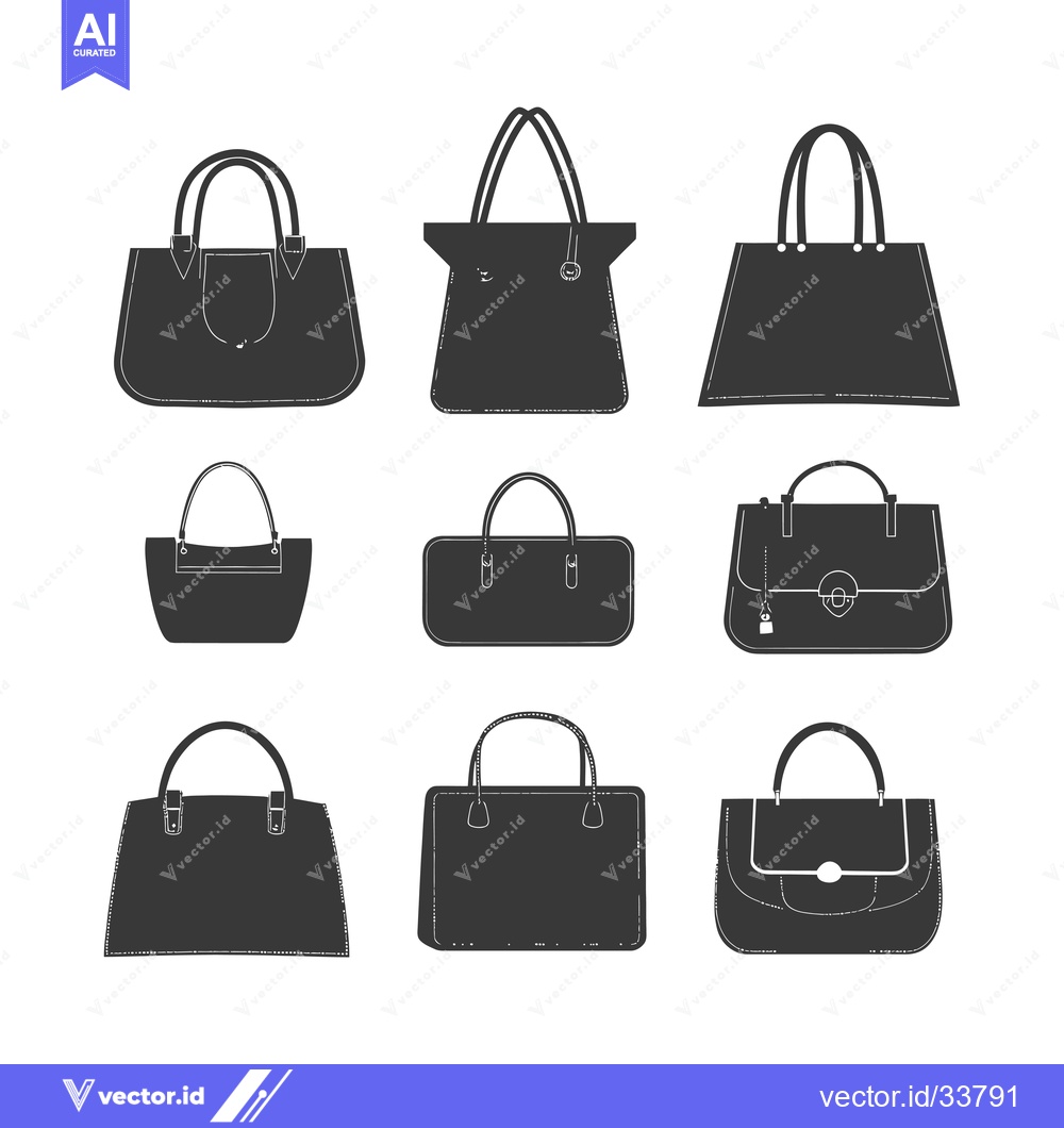 Premium Vector of Collection of Nine Stylish Handbag Silhouettes