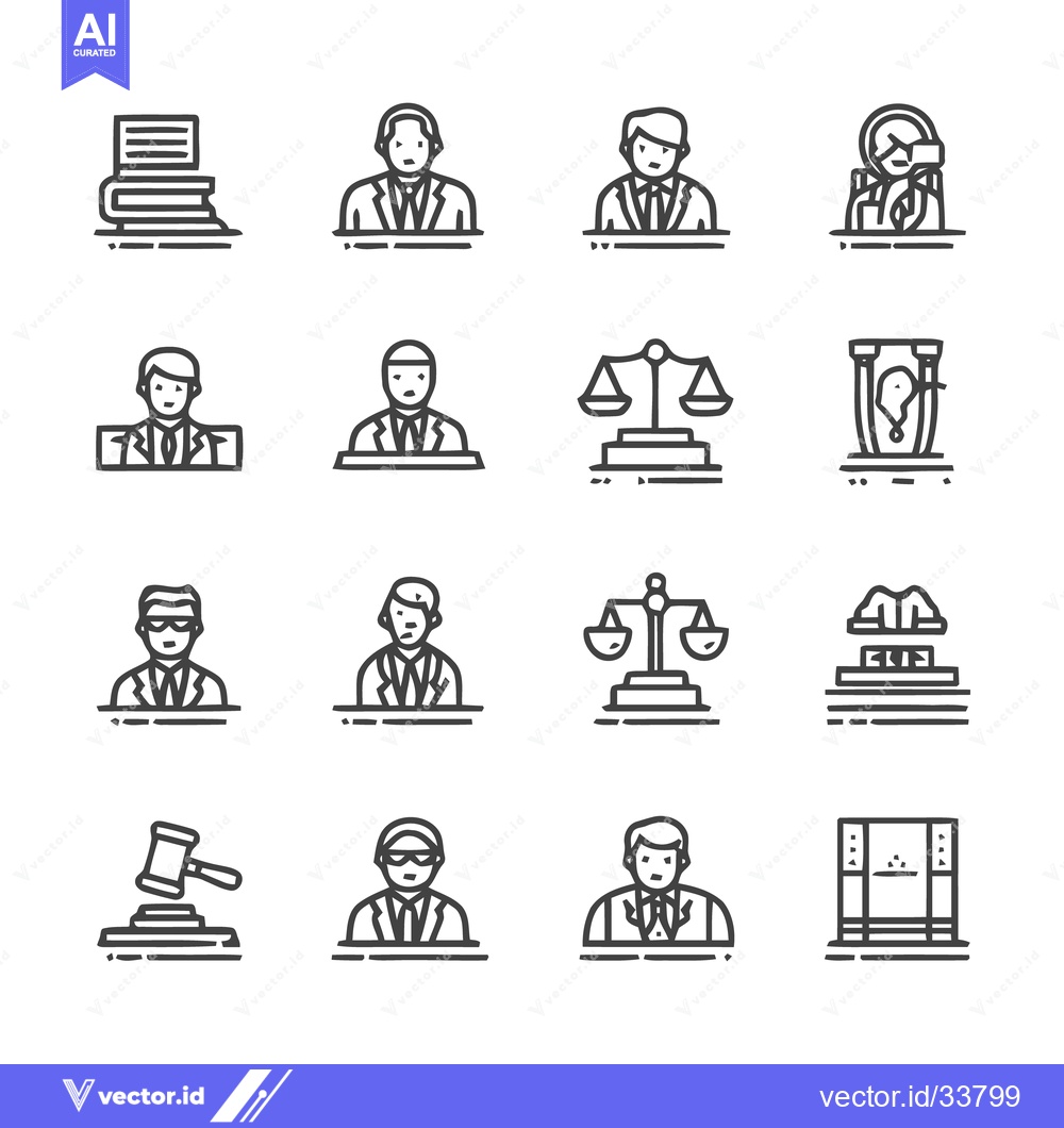 Premium Vector of Legal Professionals and Justice System Icons Set.