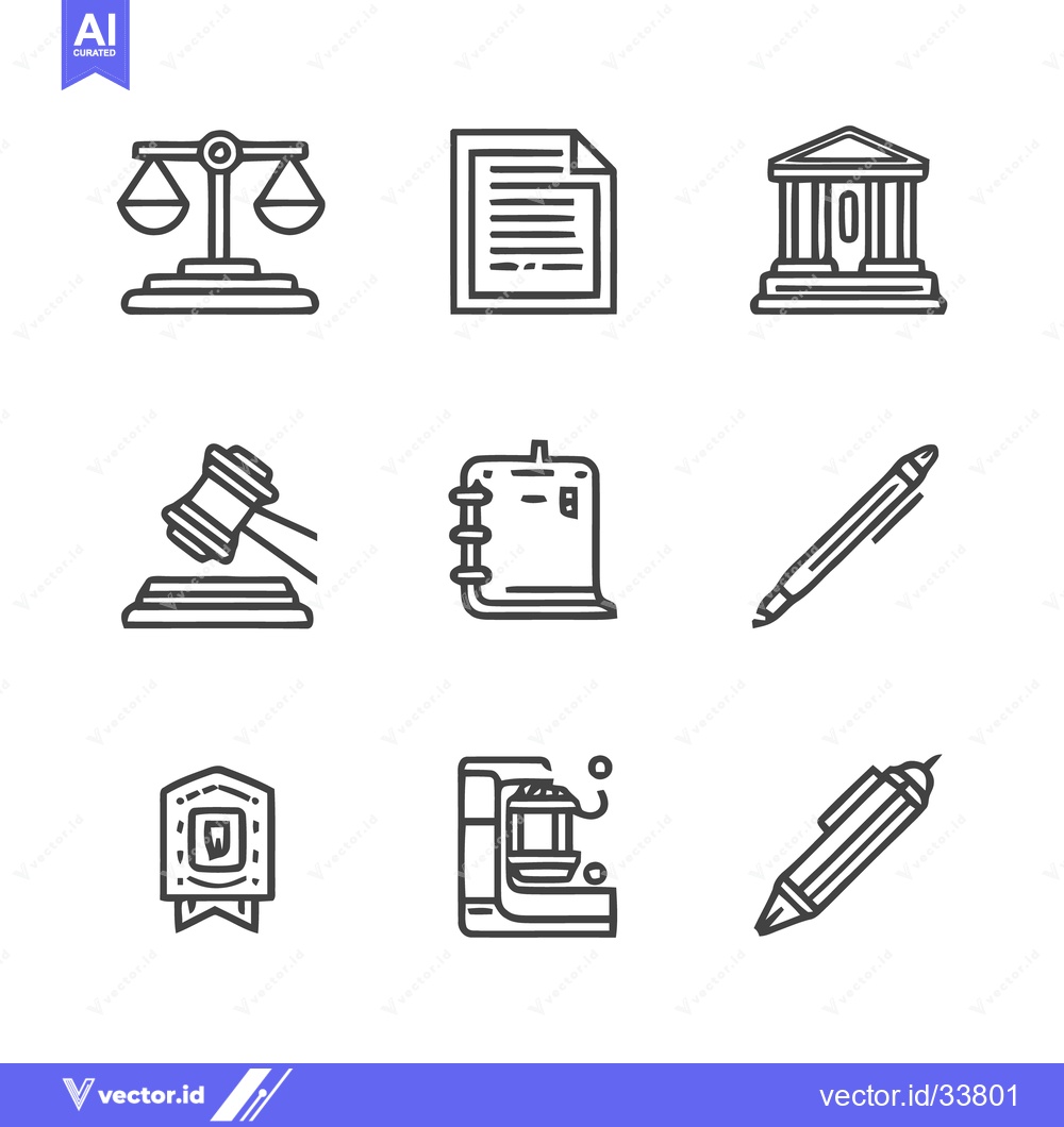 Premium Vector of Legal and Business Icons - Justice, Documents, and More.