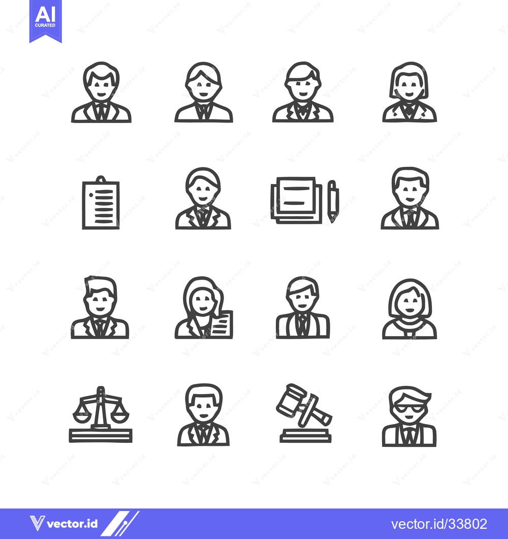 Premium Vector of Legal Professionals and Icons - A Comprehensive Collection.