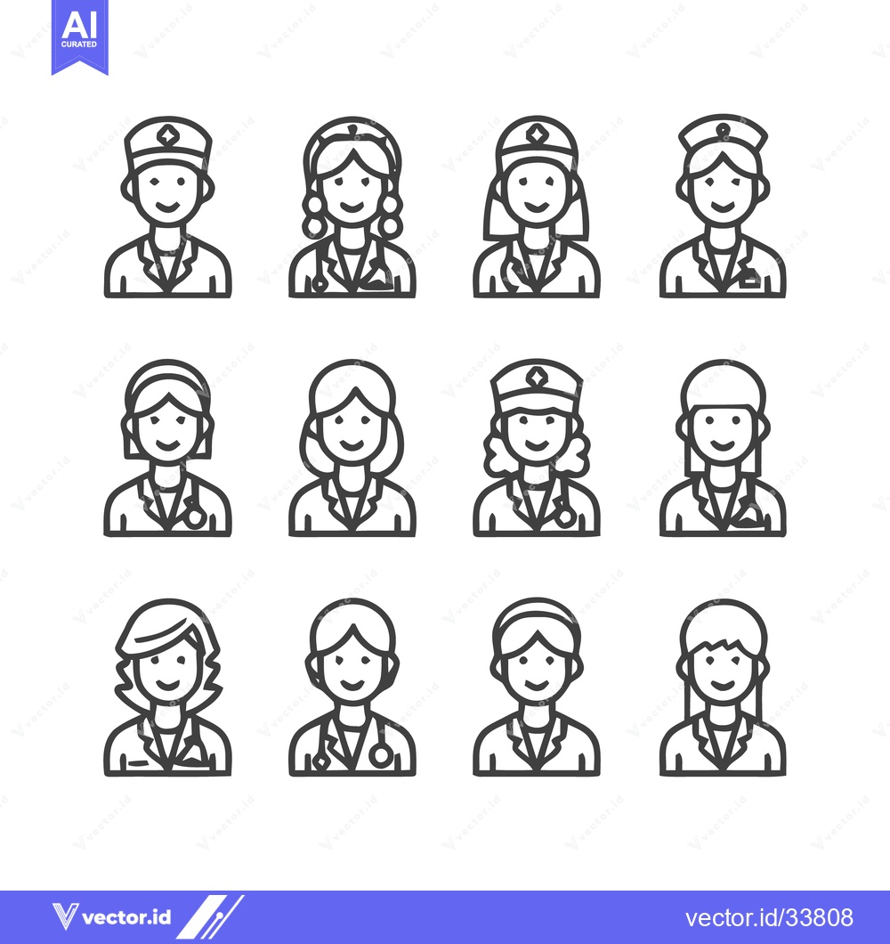Premium Vector of Diverse Healthcare Professionals - A Collection of Medical Icons.