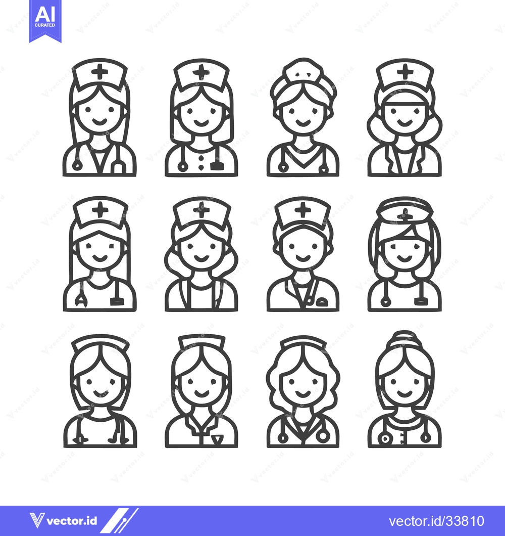 Premium Vector dari Illustrative Nurse Icons Depicting Healthcare Professionals in Various