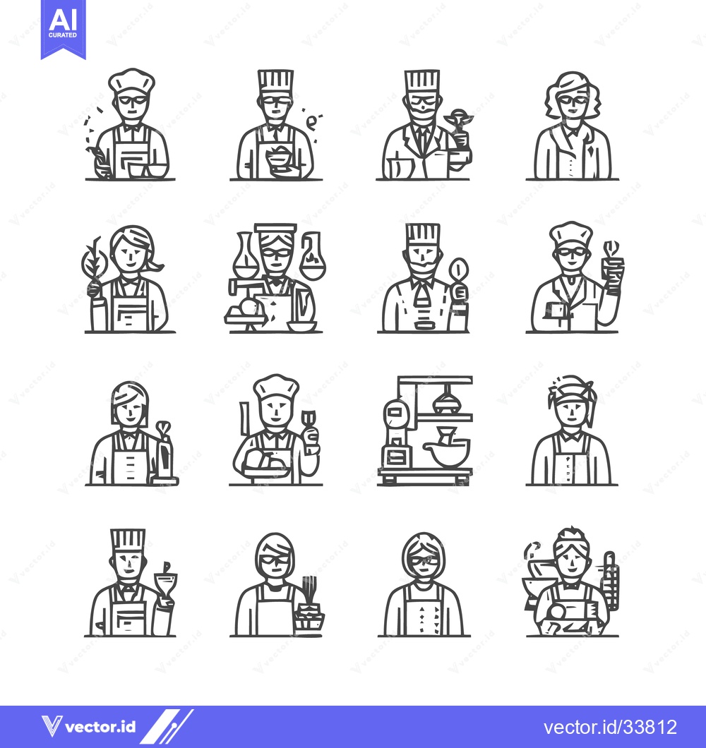 Premium Vector dari Diverse Line Art Illustrations of Various Professions and Occupations.