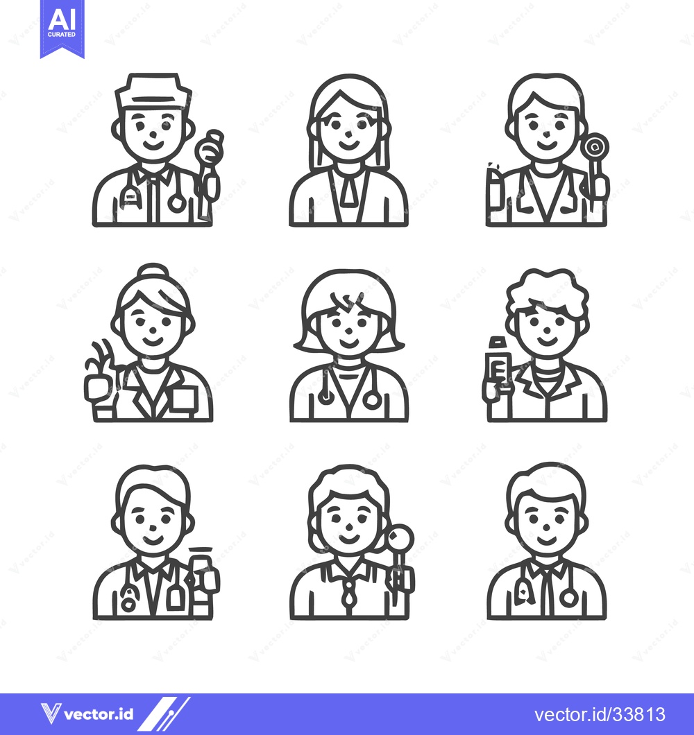 Premium Vector dari Medical Professionals - Diverse Line Art Illustrations for Healthcare.