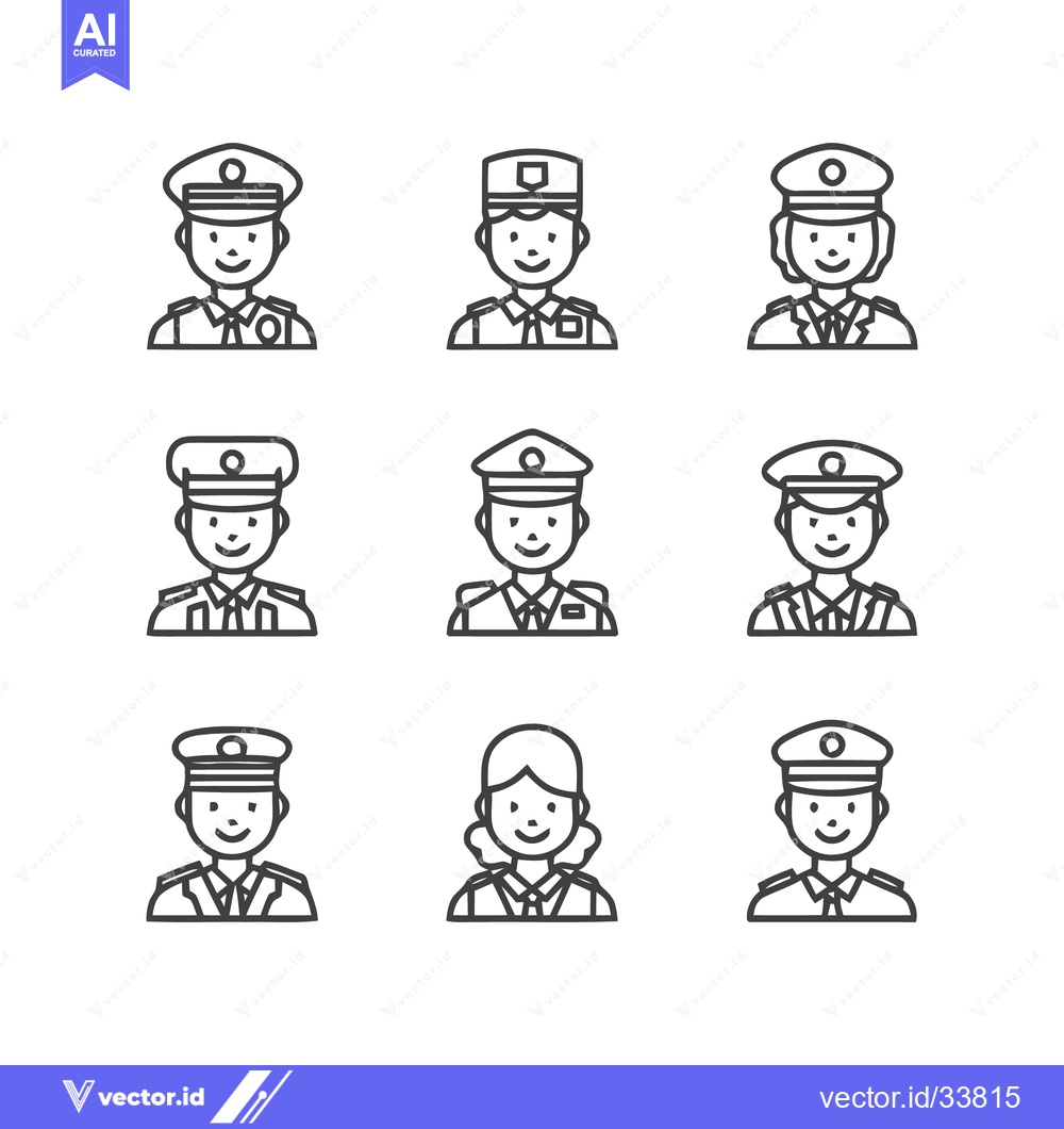 Premium Vector dari Police Officer Icons - Diverse Representation in Uniforms.