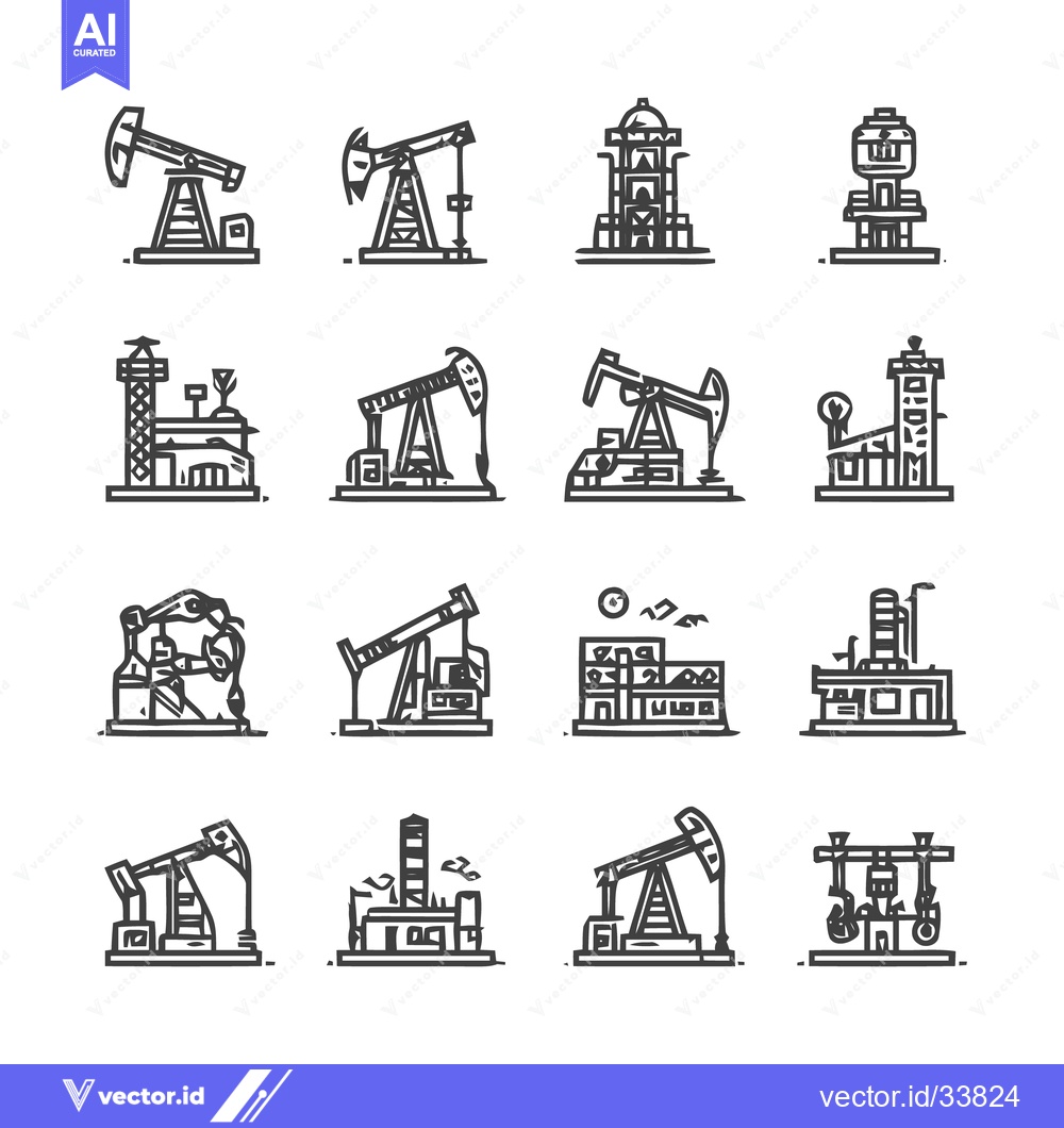 Premium Vector dari Oil industry icons representing various aspects of energy production.