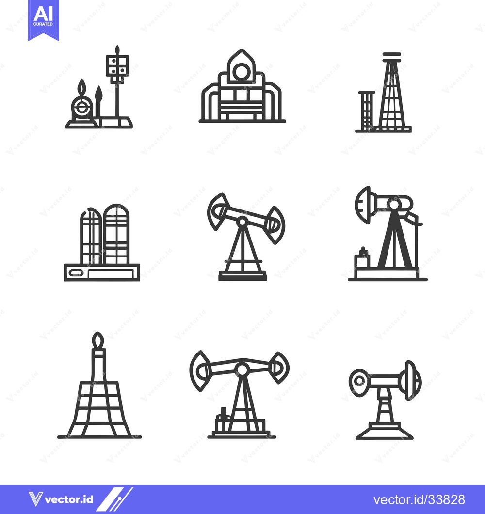 Premium Vector of Collection of Oil Industry Icons in Line Art Style