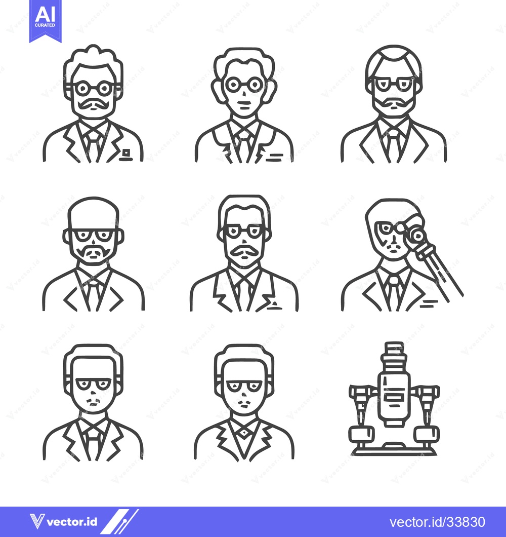 Premium Vector dari Scientists and Researchers - A Collection of Line Art Icons.