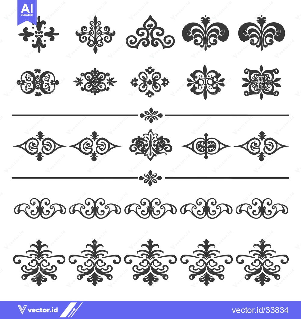 Premium Vector of Collection of Ornamental Design Elements with Swirls and Flourishes