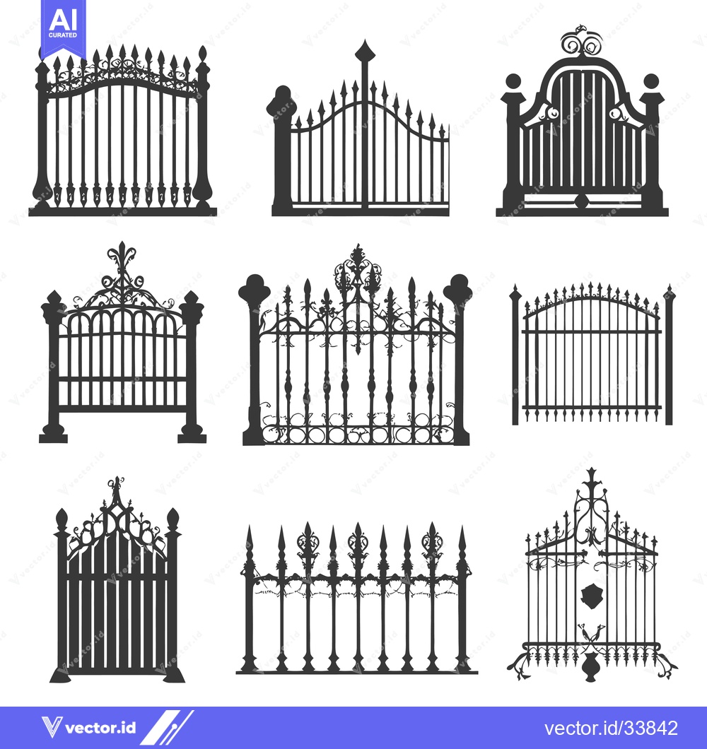 Premium Vector of Collection of Ornate Black Metal Gate Silhouettes