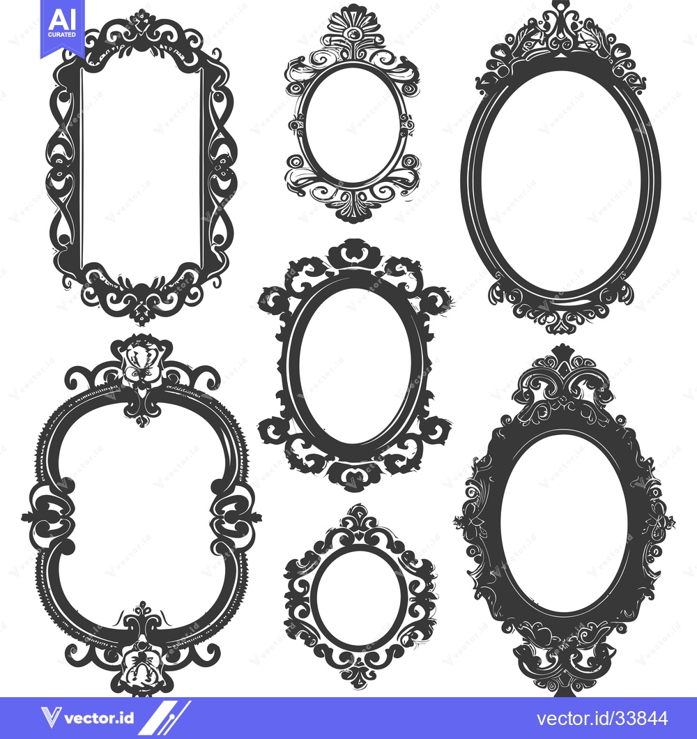 Premium Vector dari Collection of Ornate, Decorative, Oval Picture Frames