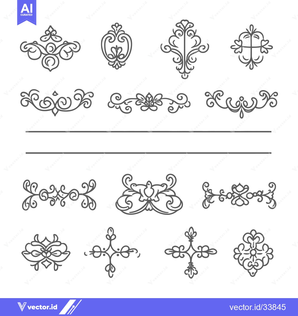 Premium Vector dari Collection of Ornate Floral Designs with Swirls and Curls