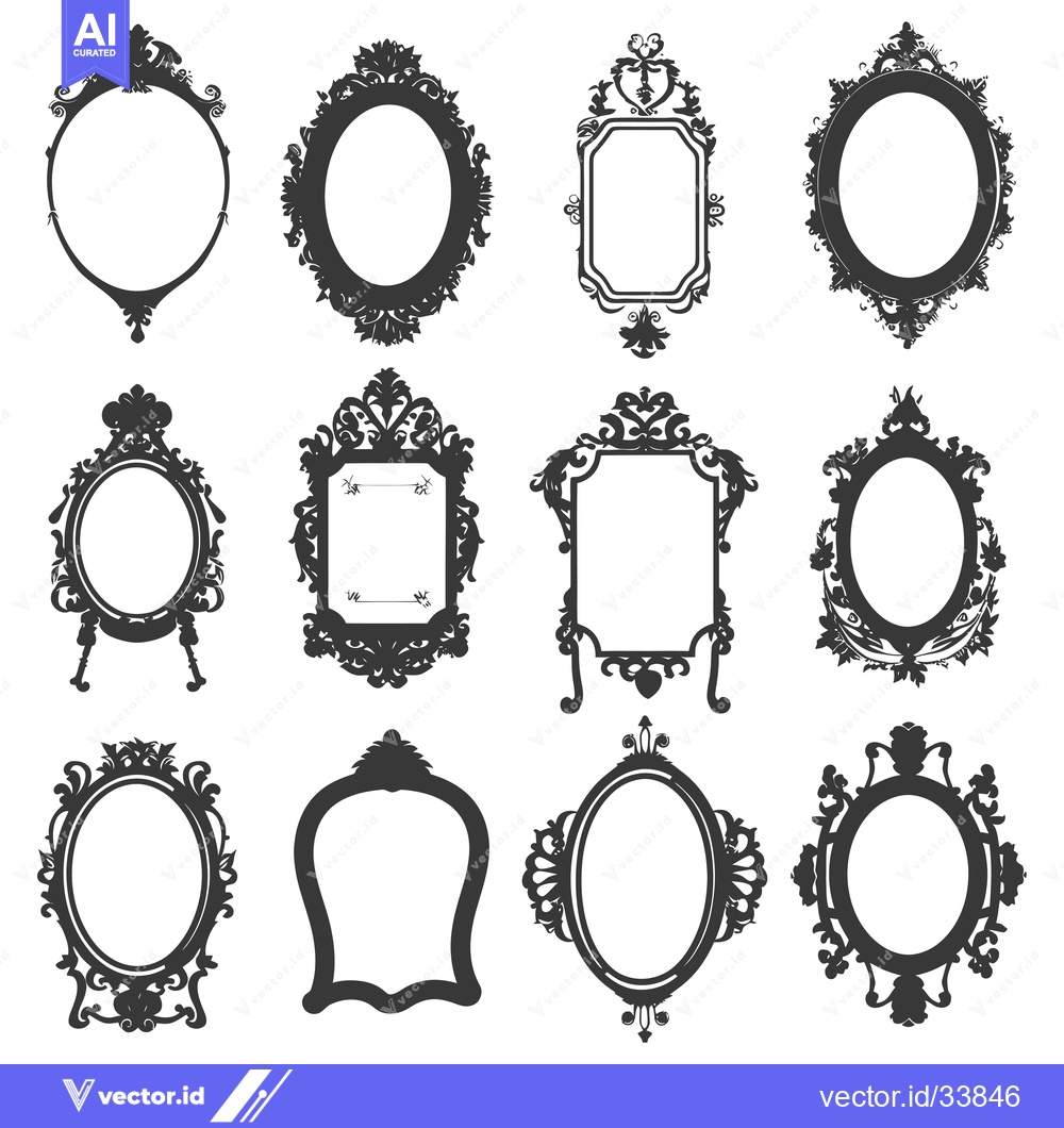 Premium Vector of Collection of Ornate Silhouette Frames with Floral Accents