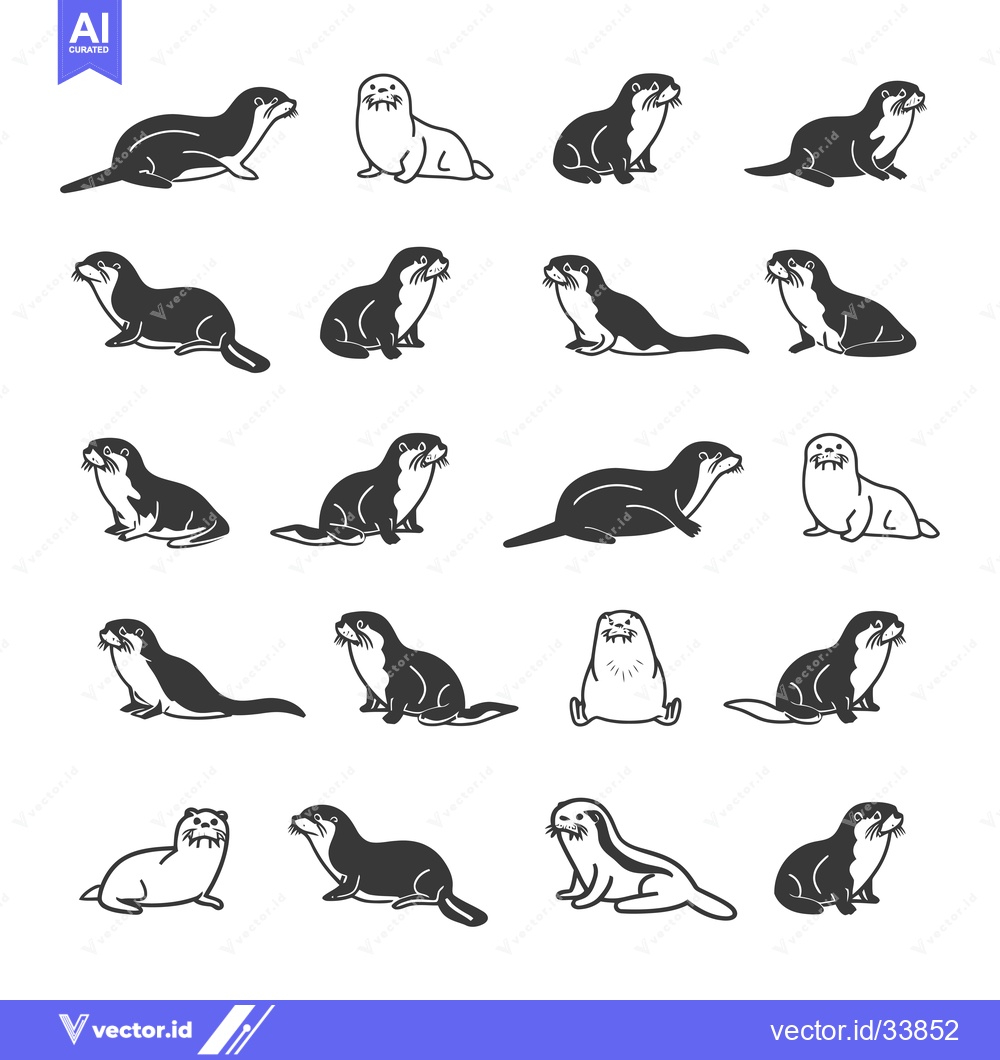 Premium Vector dari Collection of Otter Illustrations in Different Poses