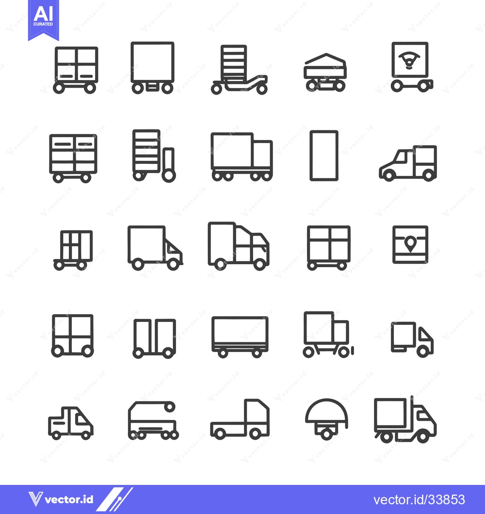 Premium Vector of Collection of Outline Delivery Truck and Van Icons