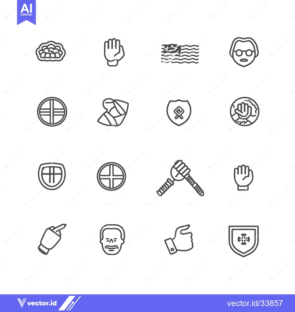 Premium Vector dari Collection of Outline Icons Depicting Hand Gestures, Faces, Shields, a