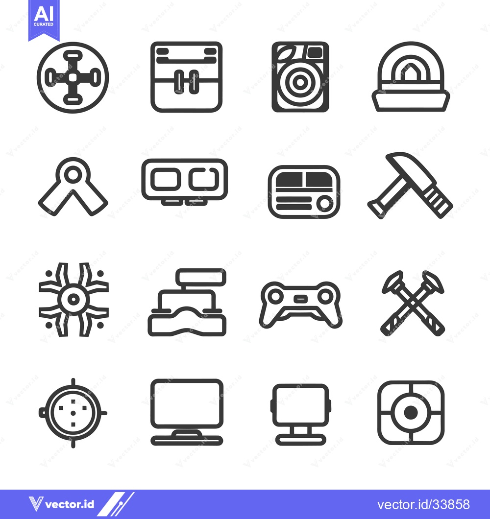 Premium Vector of Collection of Outline Icons for Technology and Gaming