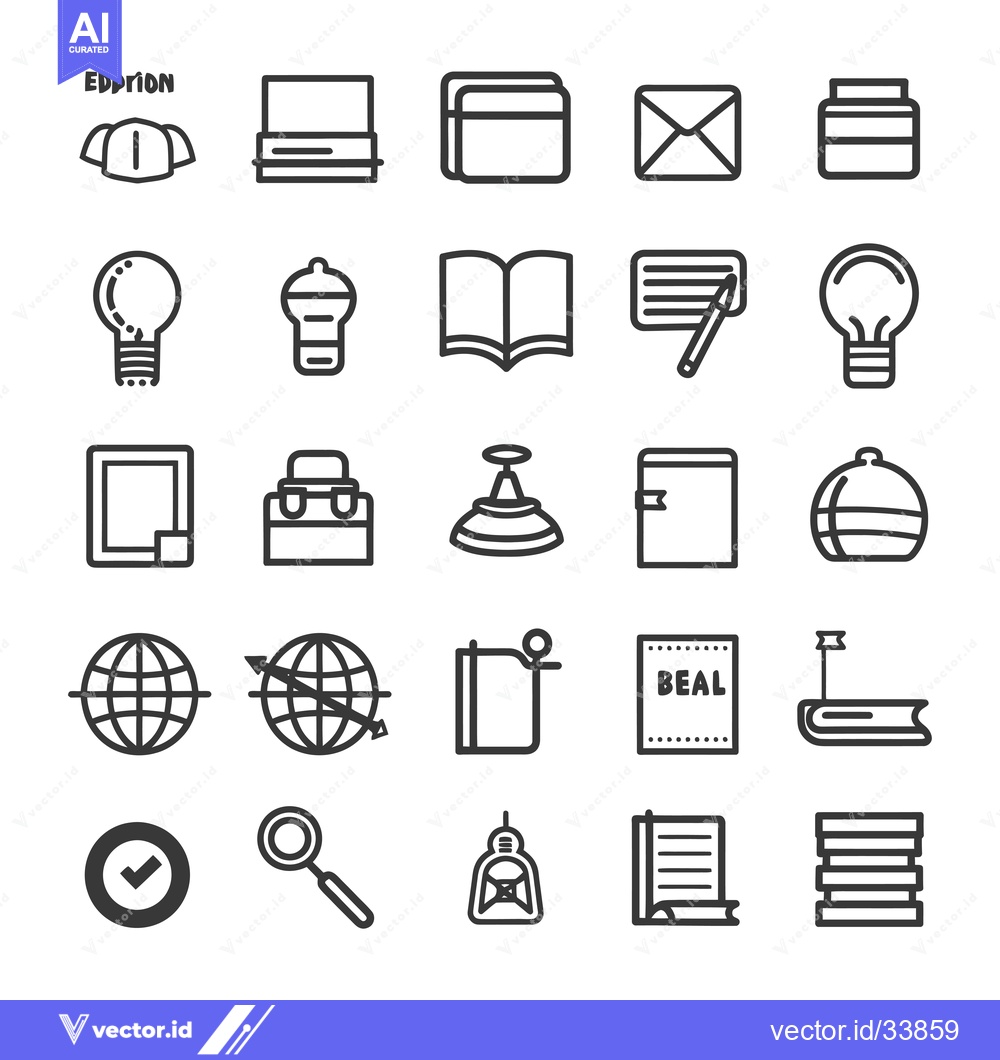 Premium Vector dari Collection of Outline Icons for Various Objects and Concepts