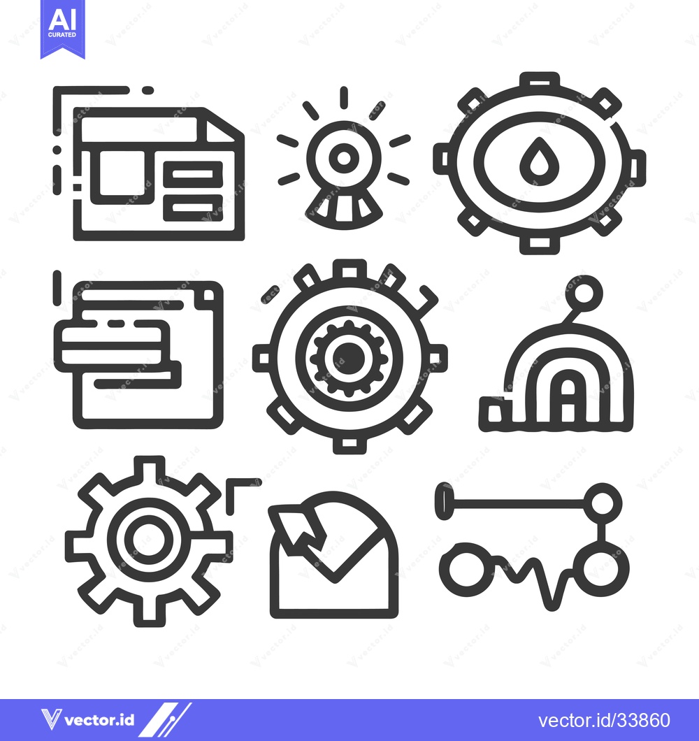 Premium Vector dari Collection of Outline Icons Related to Business and Technology