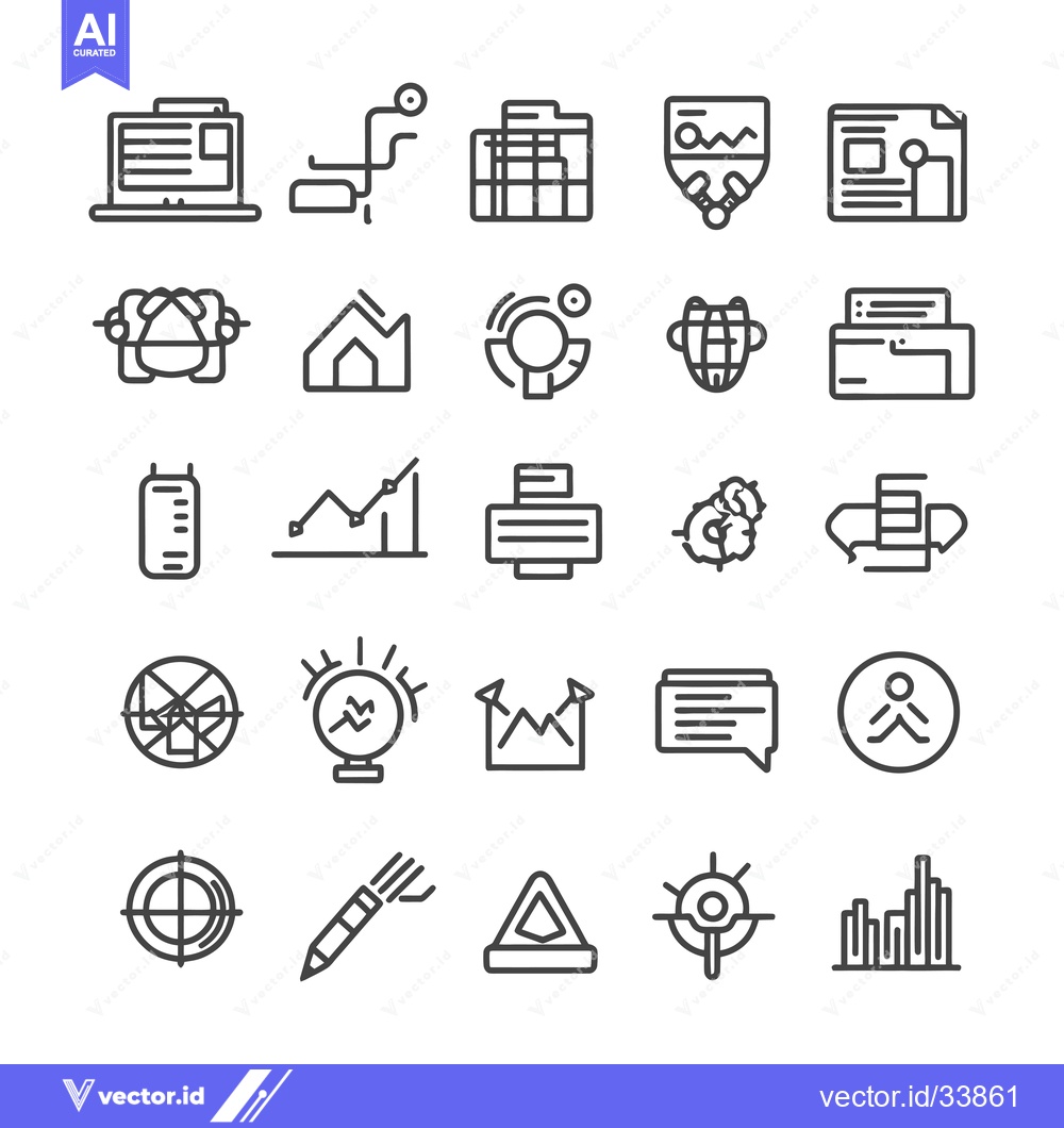 Premium Vector of Collection of Outline Icons Related to Business, Finance, and Technolo