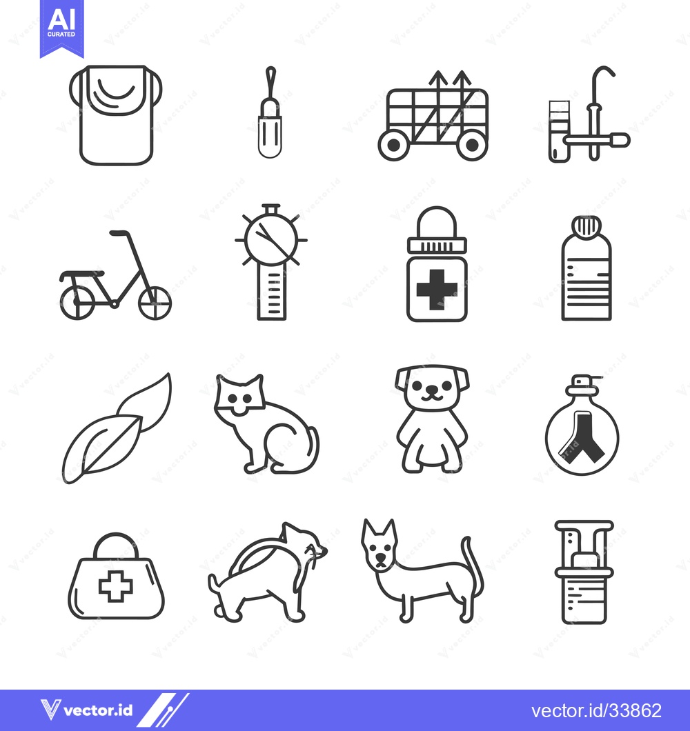 Premium Vector of Collection of Outline Icons Related to Pet Care