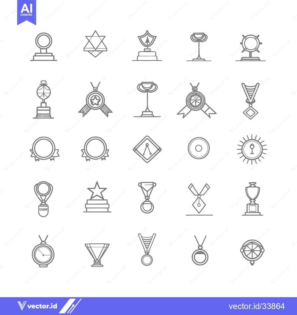 Premium Vector dari Collection of Outline Icons Representing Awards and Trophies