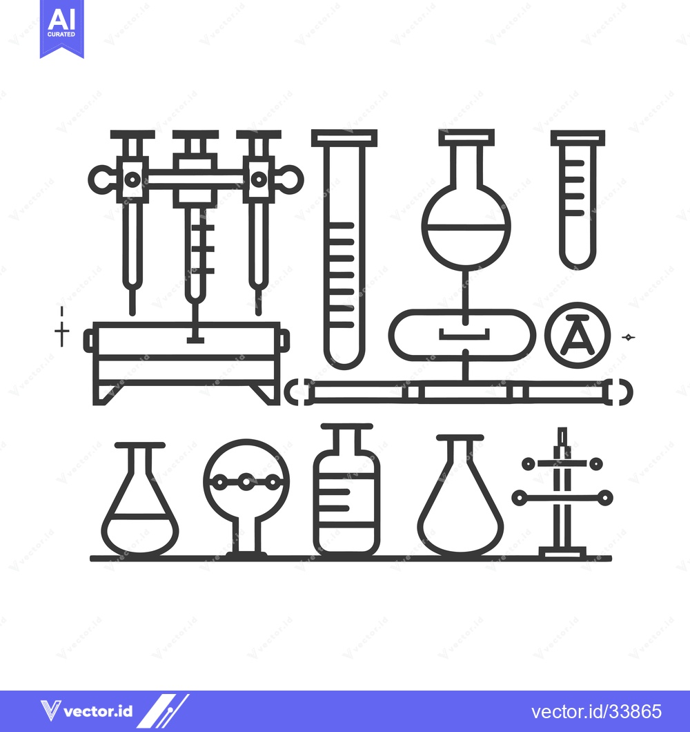 Premium Vector of Collection of Outline Icons Representing Chemistry Lab Equipment