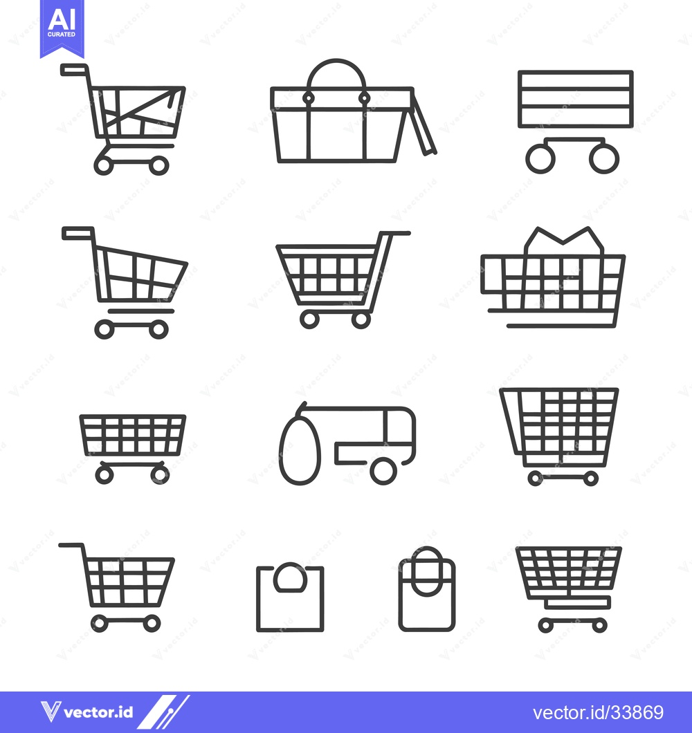 Premium Vector dari Collection of Outline Shopping Cart, Basket, and Bag Icons