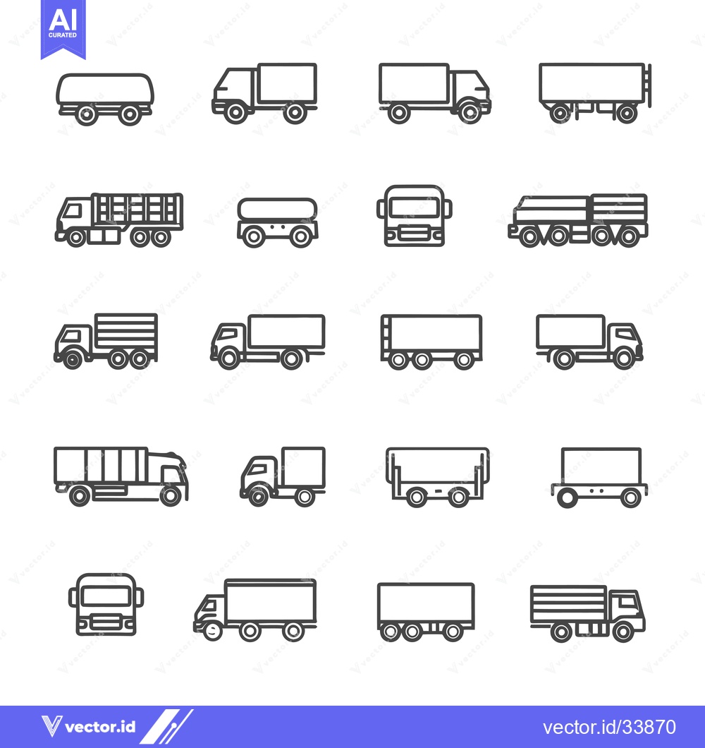 Premium Vector of Collection of Outline Truck Icons in Various Styles